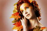 Autumn portrait of a beautiful female